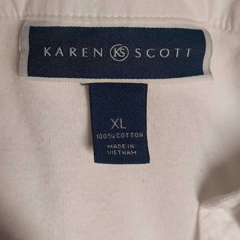 Karen Scott XL 100% Cotton White  Polo